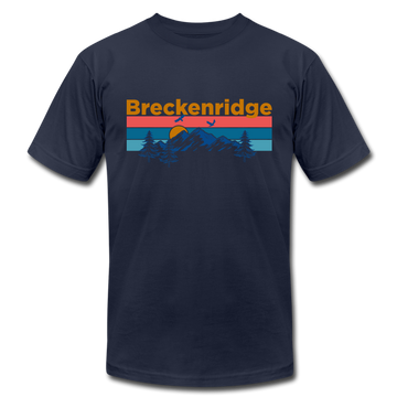 Breckenridge, Colorado T-Shirt - Retro Mountain & Birds Unisex Breckenridge T Shirt - navy