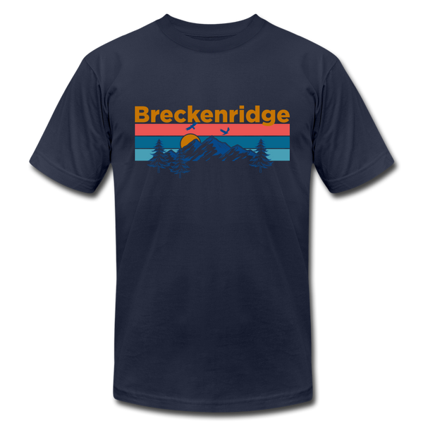 Breckenridge, Colorado T-Shirt - Retro Mountain & Birds Unisex Breckenridge T Shirt - navy