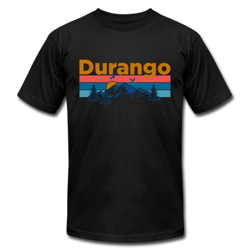 Durango, Colorado T-Shirt - Retro Mountain & Birds Unisex Durango T Shirt - black