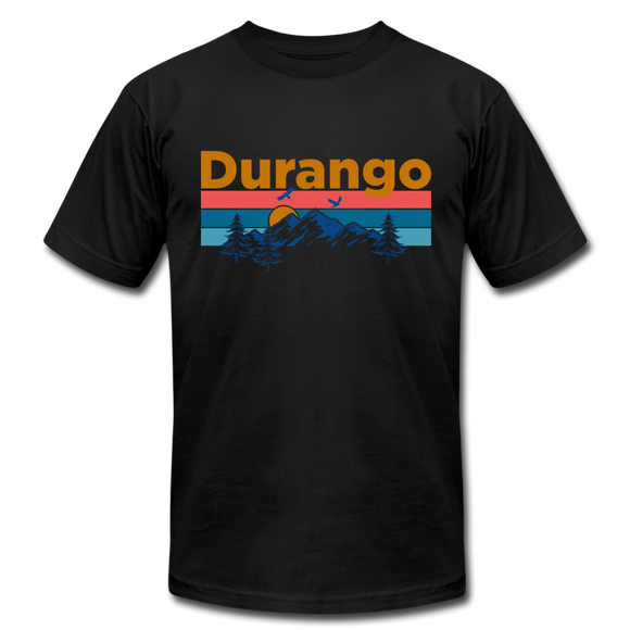 Durango, Colorado T-Shirt - Retro Mountain & Birds Unisex Durango T Shirt - black
