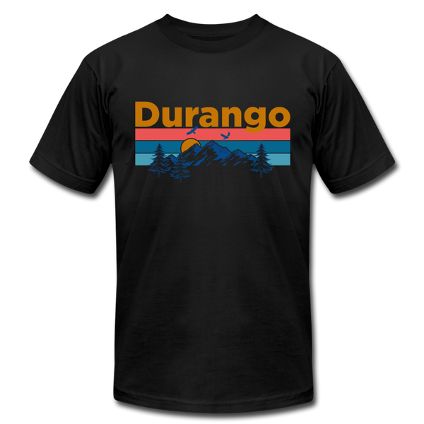 Durango, Colorado T-Shirt - Retro Mountain & Birds Unisex Durango T Shirt - black