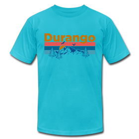 Durango, Colorado T-Shirt - Retro Mountain & Birds Unisex Durango T Shirt - turquoise