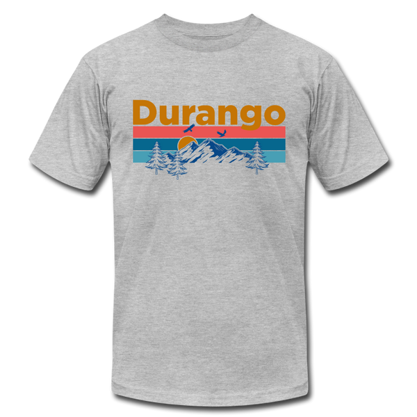 Durango, Colorado T-Shirt - Retro Mountain & Birds Unisex Durango T Shirt - heather gray