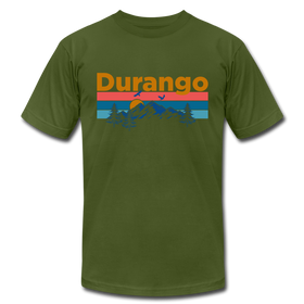 Durango, Colorado T-Shirt - Retro Mountain & Birds Unisex Durango T Shirt - olive