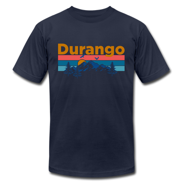 Durango, Colorado T-Shirt - Retro Mountain & Birds Unisex Durango T Shirt - navy