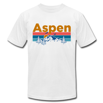 Aspen, Colorado T-Shirt - Retro Mountain & Birds Unisex Aspen T Shirt - white