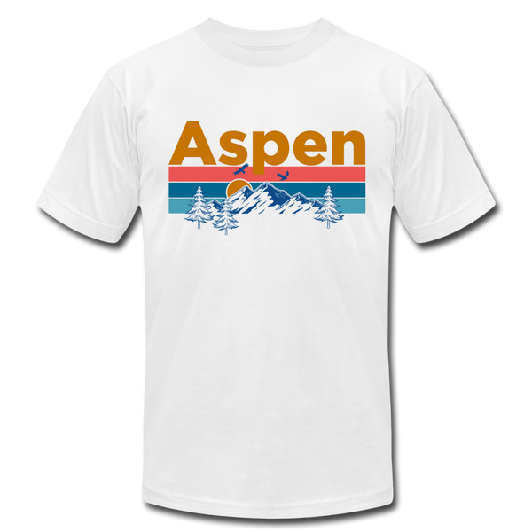 Aspen, Colorado T-Shirt - Retro Mountain & Birds Unisex Aspen T Shirt - white