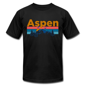 Aspen, Colorado T-Shirt - Retro Mountain & Birds Unisex Aspen T Shirt - black