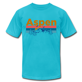 Aspen, Colorado T-Shirt - Retro Mountain & Birds Unisex Aspen T Shirt - turquoise