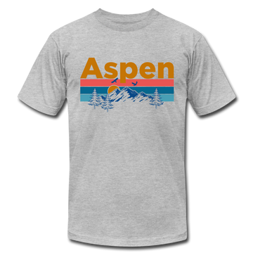 Aspen, Colorado T-Shirt - Retro Mountain & Birds Unisex Aspen T Shirt - heather gray
