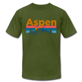 Aspen, Colorado T-Shirt - Retro Mountain & Birds Unisex Aspen T Shirt - olive