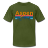 Aspen, Colorado T-Shirt - Retro Mountain & Birds Unisex Aspen T Shirt - olive