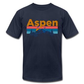 Aspen, Colorado T-Shirt - Retro Mountain & Birds Unisex Aspen T Shirt - navy