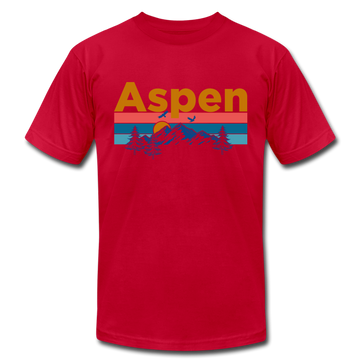 Aspen, Colorado T-Shirt - Retro Mountain & Birds Unisex Aspen T Shirt - red