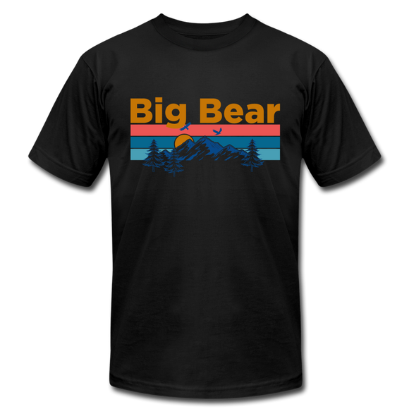 Big Bear, California T-Shirt - Retro Mountain & Birds Unisex Big Bear T Shirt - black