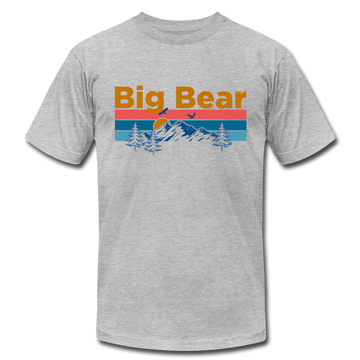Big Bear, California T-Shirt - Retro Mountain & Birds Unisex Big Bear T Shirt - heather gray