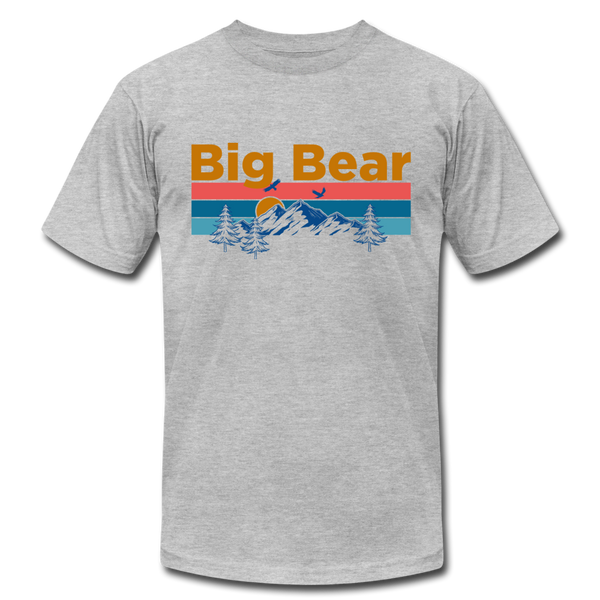 Big Bear, California T-Shirt - Retro Mountain & Birds Unisex Big Bear T Shirt - heather gray