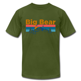 Big Bear, California T-Shirt - Retro Mountain & Birds Unisex Big Bear T Shirt - olive
