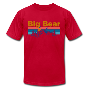 Big Bear, California T-Shirt - Retro Mountain & Birds Unisex Big Bear T Shirt - red