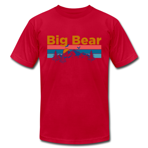 Big Bear, California T-Shirt - Retro Mountain & Birds Unisex Big Bear T Shirt - red