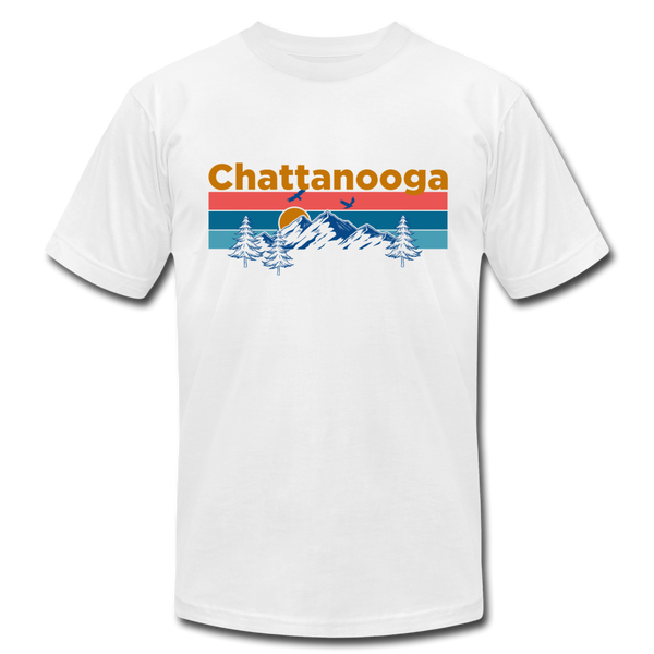 Chattanooga, Tennessee T-Shirt - Retro Mountain & Birds Unisex Chattanooga T Shirt - white
