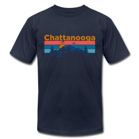 Chattanooga, Tennessee T-Shirt - Retro Mountain & Birds Unisex Chattanooga T Shirt - navy