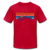 Chattanooga, Tennessee T-Shirt - Retro Mountain & Birds Unisex Chattanooga T Shirt - red