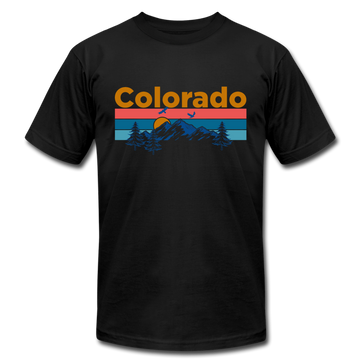 Colorado T-Shirt - Retro Mountain & Birds Unisex Colorado T Shirt - black