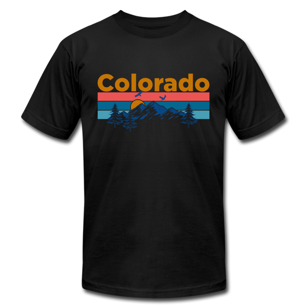 Colorado T-Shirt - Retro Mountain & Birds Unisex Colorado T Shirt - black