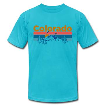 Colorado T-Shirt - Retro Mountain & Birds Unisex Colorado T Shirt - turquoise