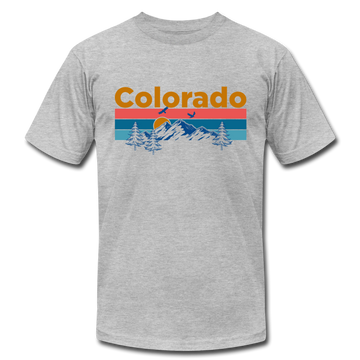Colorado T-Shirt - Retro Mountain & Birds Unisex Colorado T Shirt - heather gray