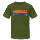 Colorado T-Shirt - Retro Mountain & Birds Unisex Colorado T Shirt - olive
