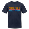 Colorado T-Shirt - Retro Mountain & Birds Unisex Colorado T Shirt - navy