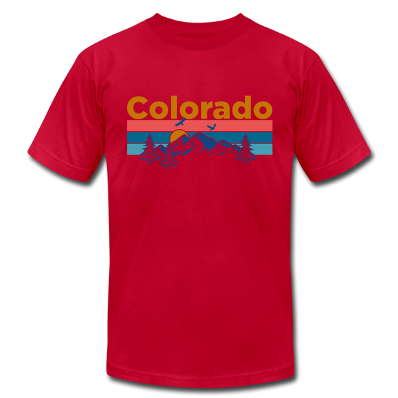Colorado T-Shirt - Retro Mountain & Birds Unisex Colorado T Shirt - red