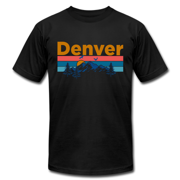 Denver, Colorado T-Shirt - Retro Mountain & Birds Unisex Denver T Shirt - black