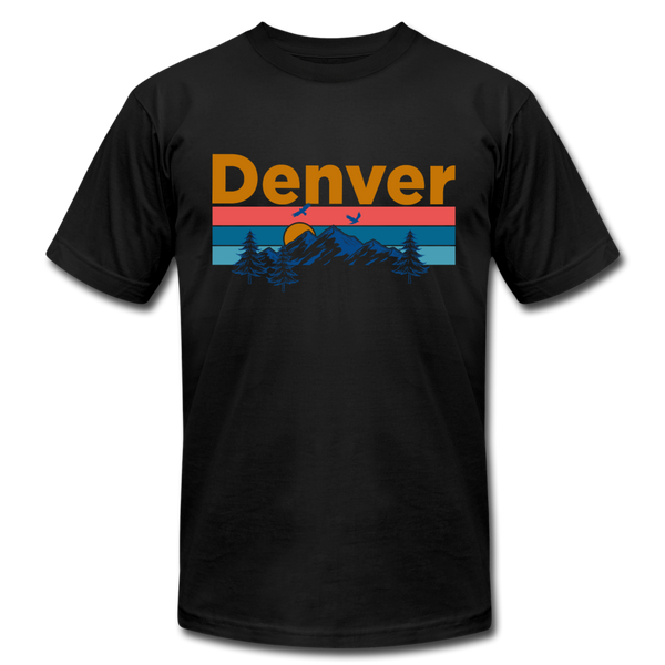 Denver, Colorado T-Shirt - Retro Mountain & Birds Unisex Denver T Shirt - black