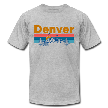 Denver, Colorado T-Shirt - Retro Mountain & Birds Unisex Denver T Shirt - heather gray