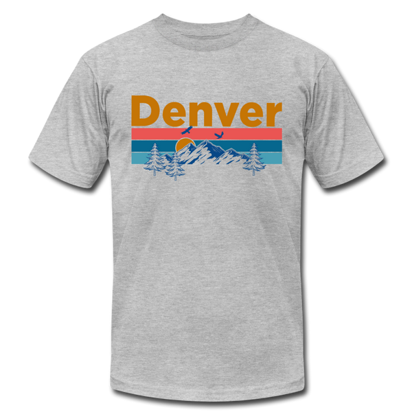 Denver, Colorado T-Shirt - Retro Mountain & Birds Unisex Denver T Shirt - heather gray