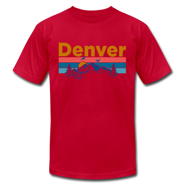 Denver, Colorado T-Shirt - Retro Mountain & Birds Unisex Denver T Shirt - red