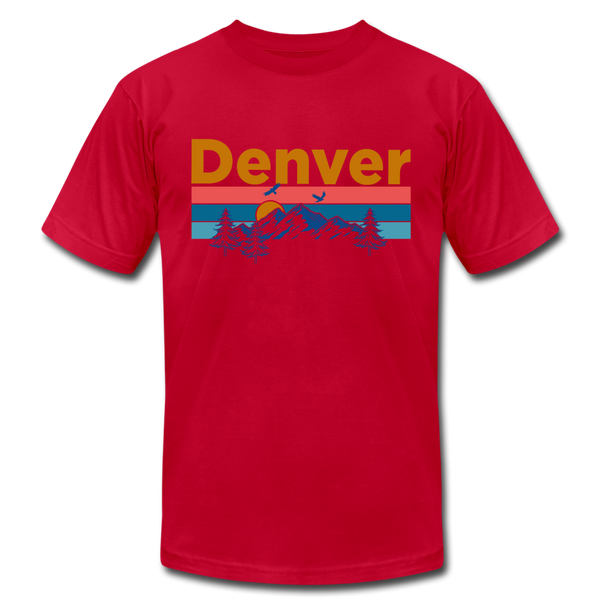 Denver, Colorado T-Shirt - Retro Mountain & Birds Unisex Denver T Shirt - red