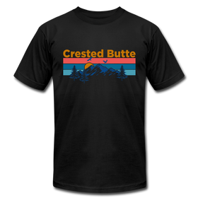Crested Butte T-Shirt - Retro Mountain & Birds Unisex Crested Butte T Shirt - black