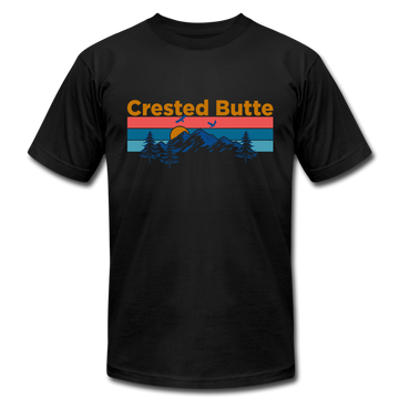 Crested Butte T-Shirt - Retro Mountain & Birds Unisex Crested Butte T Shirt - black