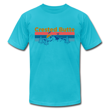 Crested Butte T-Shirt - Retro Mountain & Birds Unisex Crested Butte T Shirt - turquoise