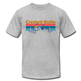 Crested Butte T-Shirt - Retro Mountain & Birds Unisex Crested Butte T Shirt - heather gray