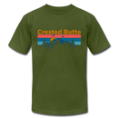 Crested Butte T-Shirt - Retro Mountain & Birds Unisex Crested Butte T Shirt - olive