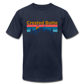 Crested Butte T-Shirt - Retro Mountain & Birds Unisex Crested Butte T Shirt - navy