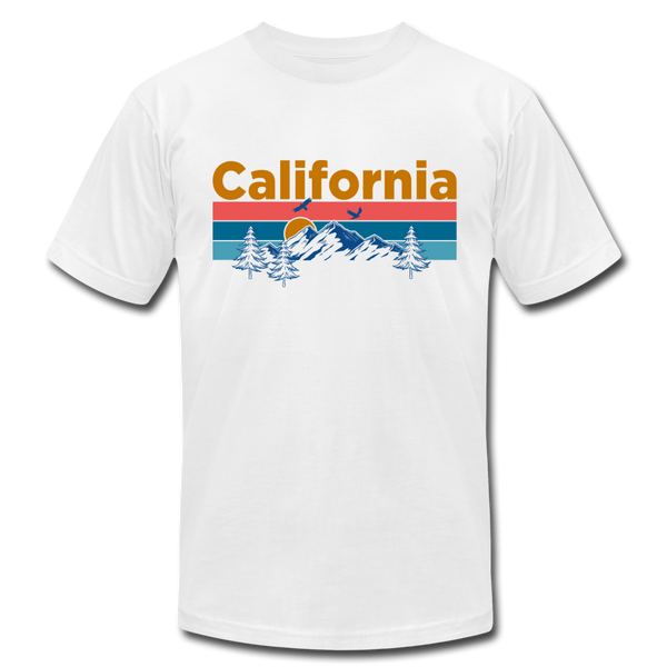 California T-Shirt - Retro Mountain & Birds Unisex California T Shirt - white