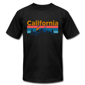 California T-Shirt - Retro Mountain & Birds Unisex California T Shirt - black