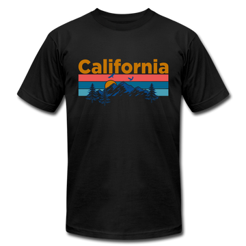 California T-Shirt - Retro Mountain & Birds Unisex California T Shirt - black
