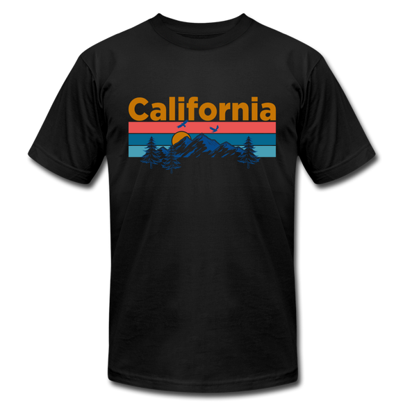 California T-Shirt - Retro Mountain & Birds Unisex California T Shirt - black